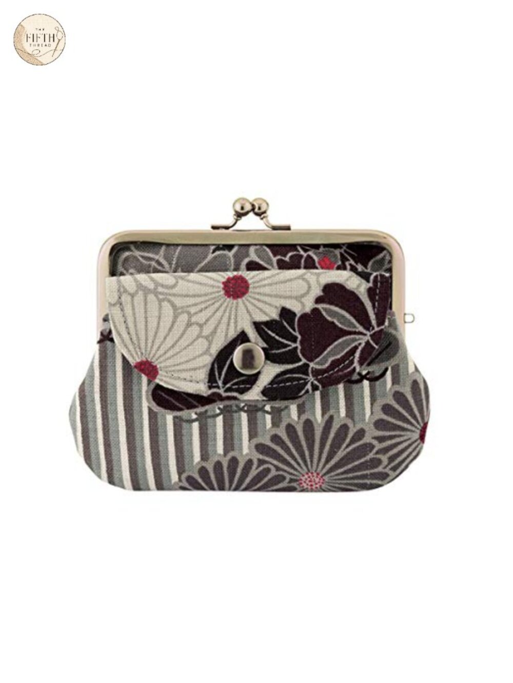 Japanese Kiss Lock Coin Purse Wallet Floral Cotton Clutch Pouch